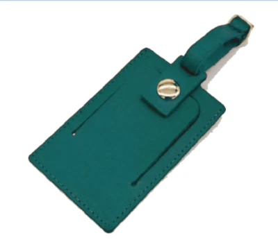 cow Leather travel luggage baggage ID name card tag case holder bag green 837