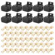 Car Auto 30A-80A Relay Bracket Terminal Case Holder Relay Base Holder 5 Pin Socket with 50Pcs 6.3mm Terminals for Car Black