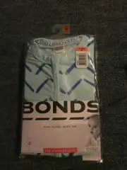 BONDS ZIP WONDERSUIT JURASSIC STRIPE BLUE BNWT SZ 00 FREE POST (acc106)