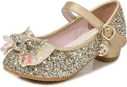 [MACHSWON] Girls Mary Jane Shoes Sparkly Beaded Toddler Kids Casual Princess Low Heel Party Dress Bow Shoes