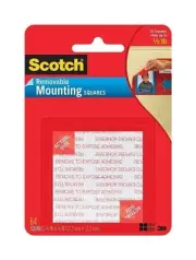 Scotch Removable Double-Sided Mounting Squares, 1/2 in x 1/2 in 64/pk