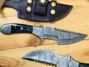 AB CUTLERY CUSTOM HANDMADE DAMASCUS TRACKER KNIFE HANDLE BY DAMASCUS