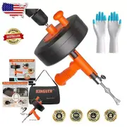 50ft Heavy Duty Drain Snake Auger with Drill Adapter for Efficient Unclogging