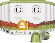 [CRU Kafe] USDA Organic Half Caff Espresso Coffee Capsules (100 Pods) Fairtrade Coffee Pods Compatible with Nespresso Original Line and Pixie Machines