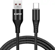 USB A to Type C Fast Charging 5A Cable Heavy Duty Nylon Braided Cord Supporting Data Transfer Compatible for Android, Samsung, iPhone 15/16 Series (Black, 1.8m)