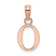 14K Rose Gold Polished Block Letter O Initial Pendant