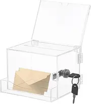Suggestion Box with Slot, Transparent Donation Box with Lock Raffle Ticket Box, Compact Suggestion Boxes, Ballot Box with Sign Holder for Voting Donation