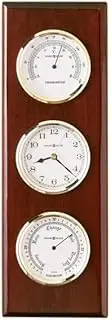 Howard Miller Elk River Wall Clock II, Traditional Style Wall Art Soft Ticking Barometer | Quartz Movement Wall Clocks with Wood Finish with 3 White Dial Perfect for Room, Office & Home Decor