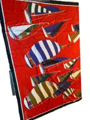 Vintage Gucci Cotton Pareo / Beach Wrap Abstract Sailboats 60” X 53” With Tags