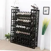 Wine rackWall Mounted Metal Wine Display Rack with Floating Shelves for Home, Restaurant, and Bars - Gold Color