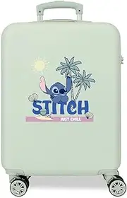 Joumma Disney Stitch Just Chill Cabin Suitcase Green 38 x 55 x 20 cm Rigid 2 kg Combination Lock Side ABS 2 kg 35L Hand Luggage, Green, One Size, Cabin Suitcase