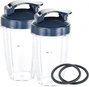 Blender Replacement Parts for Nutribullet Blender, 24OZ Cups with 2 Flip Top To Go Lids and 2 Rubber Gaskets, Compatible with Nutri Bullet 600W/900W Blenders (6 PCS)
