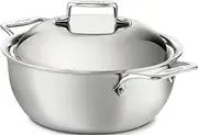 [All-Clad] BD55500 D5 Brushed 18/10 Stainless Steel 5-Ply Bonded Dishwasher Safe Dutch Oven with Domed Lid Cookware, 5.5-Quart, Silver