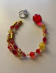Beaded Suncatcher Car Charm Rearview Mirror Ornament Yellow Red Crystal Prism