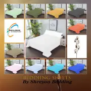 Premium Flat Sheet+2 Pillow Case Solid - Single/Double/Queen/King/Super King