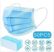 50x Pack Disposable 3-Ply Face Masks