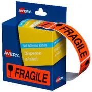 Avery Pre Printed Dispenser Labels Fragile 125 Pack