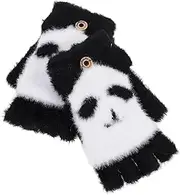 [SAFIGLE] Kids Gloves Flip for Easy On/Off Winter Warm Plush Material Black One Size Fits Kids