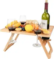 Portable Wine Picnic Table, Ideal Wine Gift for Women Men, Small Folding Wine Ta