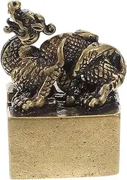 Vintage Copper Dragon Figurine Zodiac Tabletop Ornament Unique Retro Animal Sculpture for Home Decor Copper Craft Adornment Desktop Stamper