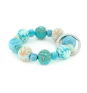 NEW JILZARAH Premium Handmade Clay Beads MONTEGO BAY BLUE 18mm Wrist Keychain