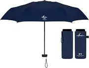 Ambra UV: Small, lightweight premium mini pocket umbrella for sun and rain with UV protection. Windproof, 215 g, 18 x 5 cm, dark blue, Klein