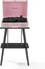 Crosley Cruiser Bluetooth Portable Turntable - Blush Pink + Crosley Entertainment Stand Bundle