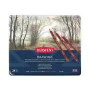 Derwent Drawing Colour Pencils Tin Case 24 Assorted R0700672