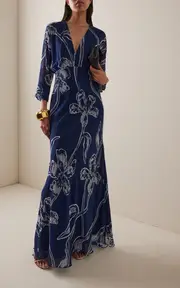 [Andres Otalora] Gestos Lily-Print Chiffon Maxi Dress