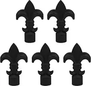 5 Pcs NUZAMAS Fence Finials Trident Spear Shaped Finial Toppers Small Cast Iron Decor Classic Finial Fence Sections for Iron Picket Fence Yard Garden Lawn Decor Black