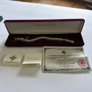 Vintage Jacqueline Bouvier Kennedy Gold-tone Crystal Rhinestone Tennis Bracelet