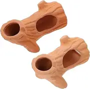CIYODO 2Pcs Fish Tank Ceramic Hideout Cave Aquarium Landscape Decor for Fish Hiding Smooth Surface Stable Base for Breeding and Creating Natural Habitat