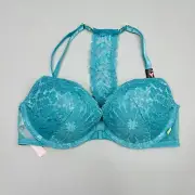NEW Victoria Secret Push Up Bra 32B Front Close Underwire Lace Racerback