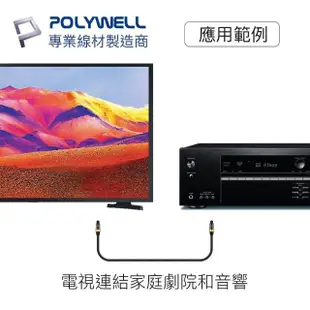 【POLYWELL】SPDIF 數位光纖音源線 Toslink 公對公 15M