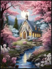 Spring Chapel 2 - Counted Cross Stitch Patterns - Color & BW Symbols