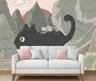 3D Cartoon Cat Wallpaper Wall Mural Removable Self-adhesive 353