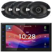JVC Single-DIN Bluetooth MP3 Receiver, 4x 6x9" 500W Max 3-Way Car Audio Speakers