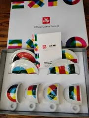 ILLY Art 2015: SET OF 4 CAPPUCCINO CUP & SAUCER 2015 MILANO ART EXPO NEW IN BOX