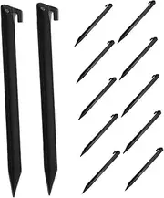 KOMBIUDA 12 Pcs Plastic Tent Stakes Heavy Duty Beach Tent Pegs Spike Hook Stakes for Summer Beach Decorations Camping Outdoor Garden Lawn Tarp