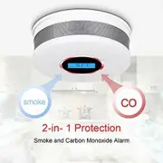 2IN1 Smoke and Carbon Monoxide Detector Combo - with Sound Warning and LCD Display Battery Powered (AA Battery Not Include)