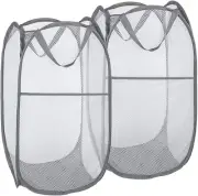 2 Pack Pop up Laundry Hampers, Collapsible Mesh Laundry Basket, Foldable Clothes