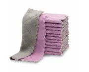 10 Pack Coral Velvet Kitchen Dish Towels, Super Absorbent Fast Drying Kitchen Dish Cloths Tea Towel - Purple&Grey