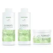 Wella Elements Shampoo & Conditioner Litre plus 500ml Mask Trio