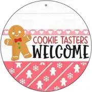 Cookie Tasters Welcome Novelty Round Circular Metal Sign 8" Home Garage Wall
