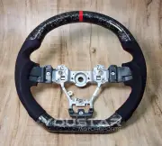 RED LINE FORGED CARBON Alcantara Suede D-type Steering Wheel for SUBARU WRX STI (for: Subaru)