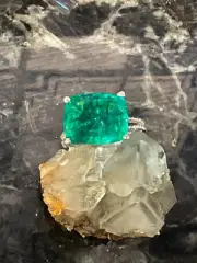 Huge Emerald .925 Silver Rope Ring
