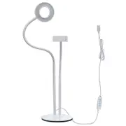 Universal Live Stream Fill Light Desktop Phone Holder Selfile Stand for iPhone Xiaomi Mobile Phone WHITE COLOR