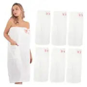 6 Pcs Spa Robe Bath wrap Towels for Women Waffle Spa Wraps with Pocket