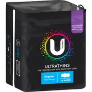 U by Kotex Ultrathin Pads Regular with Wings 14 pack