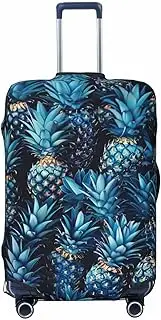 [CADREWY] Blue pineapple Print Travel Suitcase Cover Luggage Protector with Elastic Anti Scratch for Carry On, Black, Small